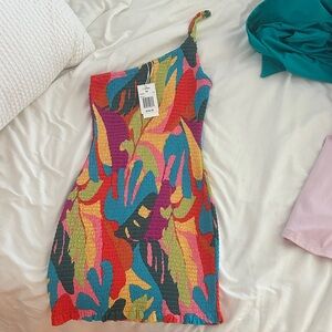 L*Space Multicolor One-Shoulder Midi Dress